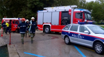 Sicherungsarbeiten wegen Hochwasser